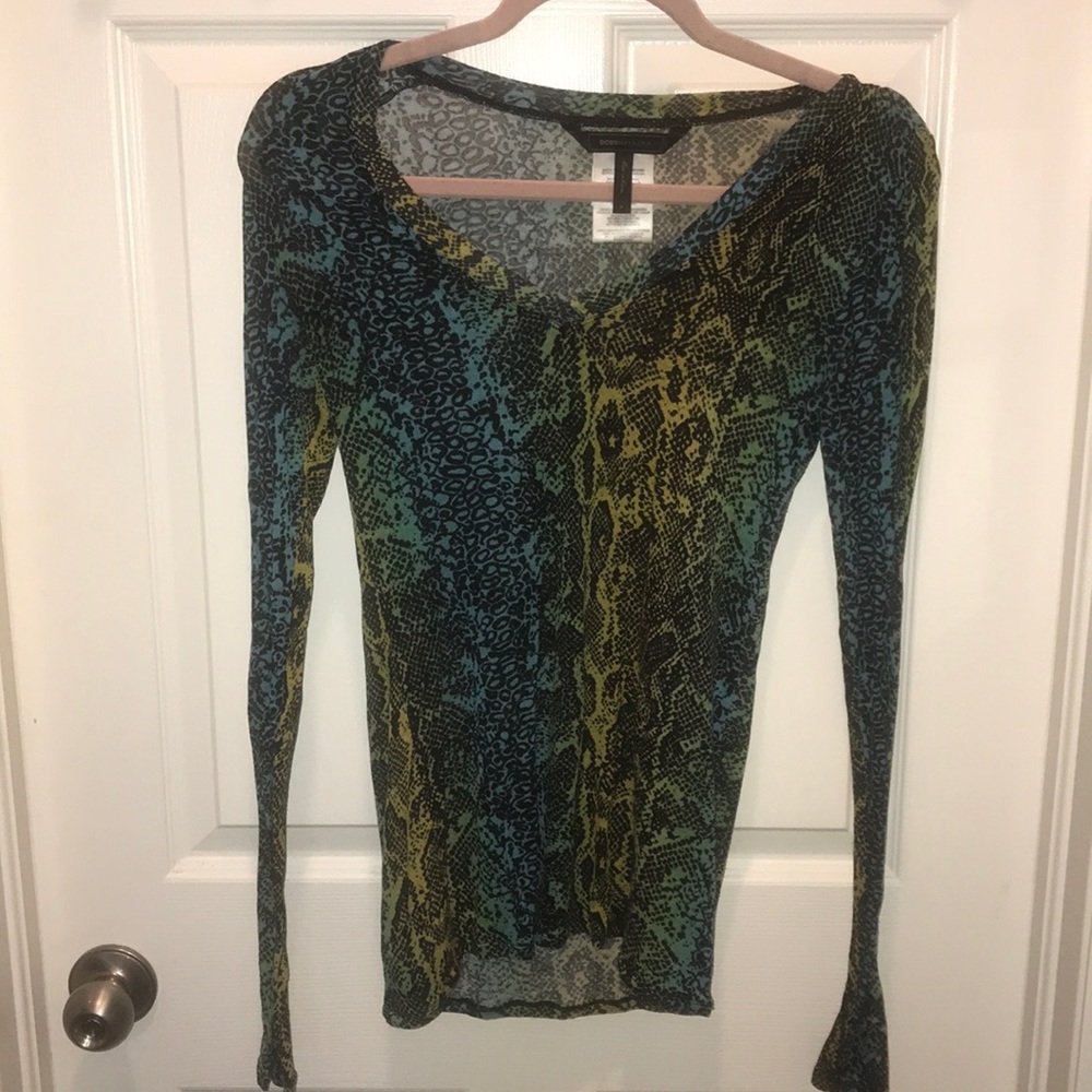 BCBGMaxAzria Multi-colored Snake-Print Stretch Top